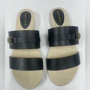 Gently Used Women's Black Francine Demi Wedge Slide Sandal size 8.5